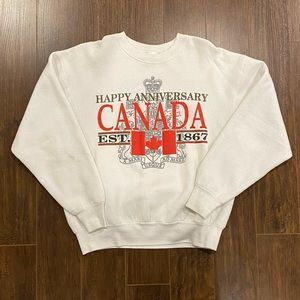 white 1992 happy anniversary canada crewneck